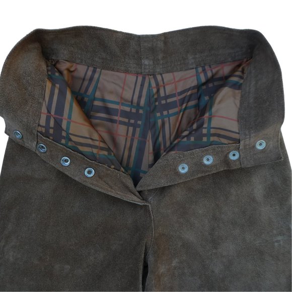 25 Western Vintage Leather Gauchos V Yoke Pockets Snap Fly Satin Lined Wide Leg - Picture 6 of 8